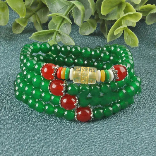 Agate Women's Bracelet with Buddha Beads