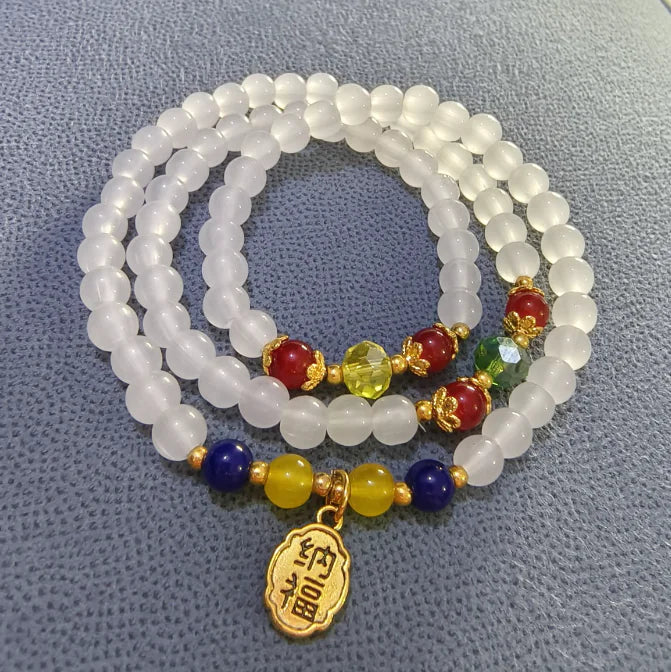Agate Women's Bracelet with Buddha Beads