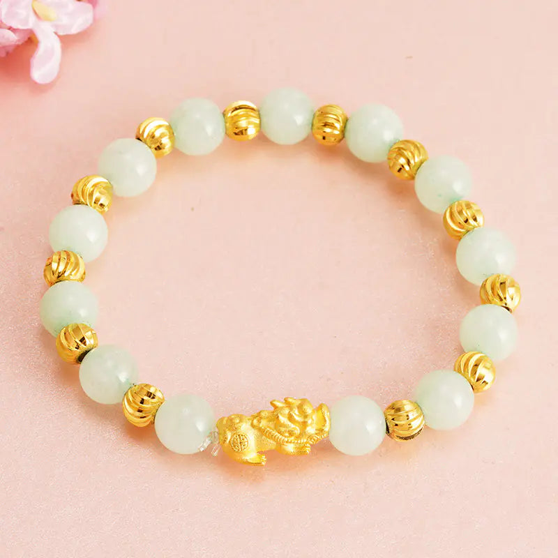 Obsidian Bracelet with Buddha Beads