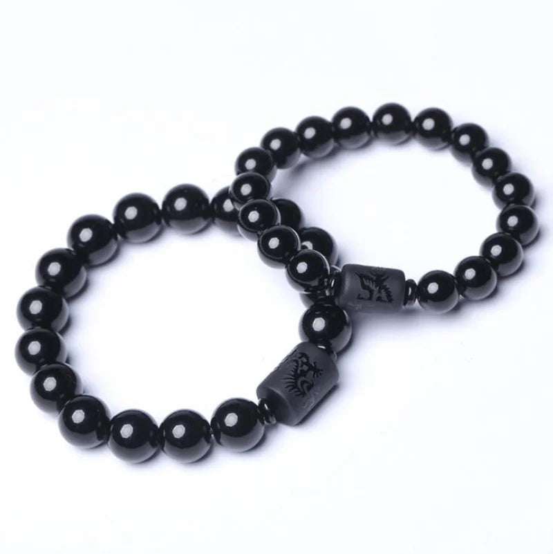 Black Obsidian Carved Buddha Bracelet for Men & Women