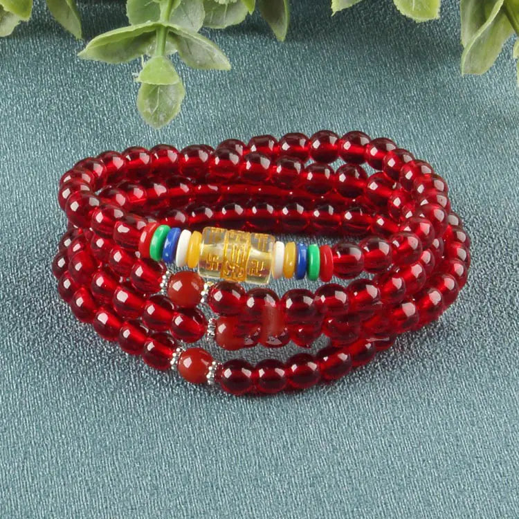 Agate Women's Bracelet with Buddha Beads