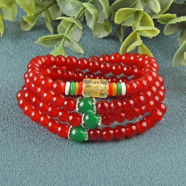 Agate Women's Bracelet with Buddha Beads