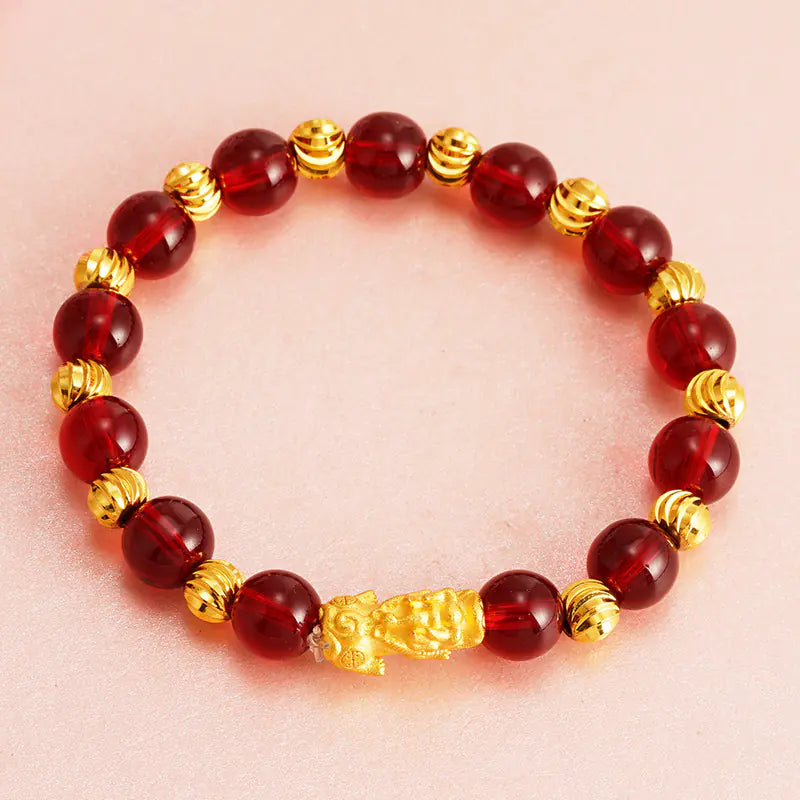 Obsidian Bracelet with Buddha Beads
